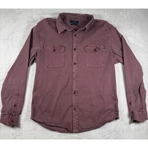 Lucky Brand Mens Cotton Burgundy Red Button Up Long Sleeve